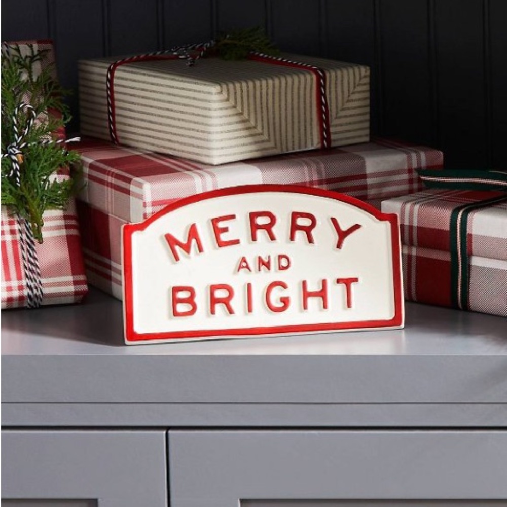 Hearth & Hand “Merry and Bright” Metal Table Top Sign
